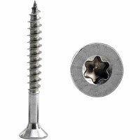 Spanplattenschrauben 4,5x35/21 TORX TX-20 (Teilgewinde), Senkkopf u. Innensechsrund, Edelstahl A2