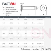 Schlossschrauben M10x80 mit Vierkantansatz DIN 603 Edelstahl A2