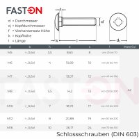 Schlossschrauben M10x110/110 DIN 603 Edelstahl A2