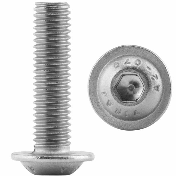 Linsenkopfschrauben M6x90 Innensechskant (ISK) mit Flansch ISO 7380 Edelstahl A2