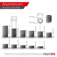 Distanzh&uuml;lse 10x6,5x10 aus Aluminium