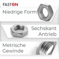 Sechskantmuttern M2,5 niedrige Form DIN 439 Edelstahl A2