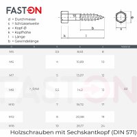 Sechskant Holzschrauben M5x70 DIN 571 Edelstahl A2