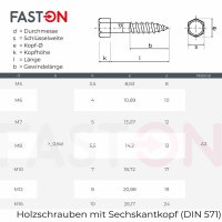 Sechskant Holzschrauben M10x130 DIN 571 Edelstahl A2
