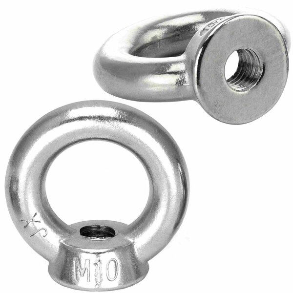 Ringmuttern M10 gegossen mit poliert ähnl. DIN 582 Edelstahl A2