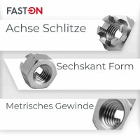 Kronenmuttern M10 DIN 935 Edelstahl A2