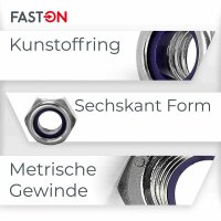 Sechskantmuttern M5 niedrige Form selbstsichernd Polyamidklemmteil DIN 985 Edelstahl A2