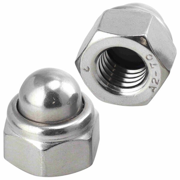 Hutmuttern M6 selbstsichernd mit nichtmetallischem Klemmteil DIN 986 Edelstahl A2