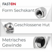 Hutmuttern M16 selbstsichernd mit nichtmetallischem Klemmteil DIN 986 Edelstahl A2