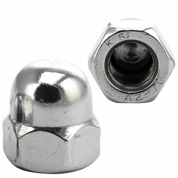 Hutmuttern M8 hohe Form DIN 1587 Edelstahl A2