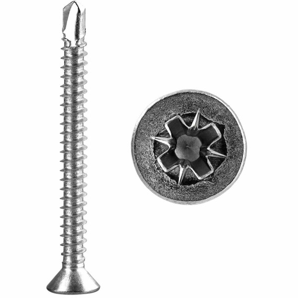 Bohrschrauben 3,9x25 Senkkopf Form O Pozidriv (PZ) DIN 7504 Edelstahl A2