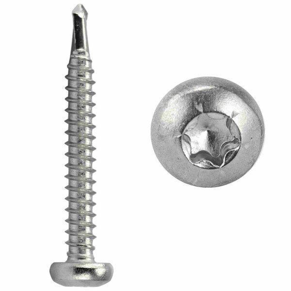 Bohrschrauben 4,2x25 Linsenkopf Form M Innensechsrund (TX) TX-20 DIN 7504 Edelstahl A2