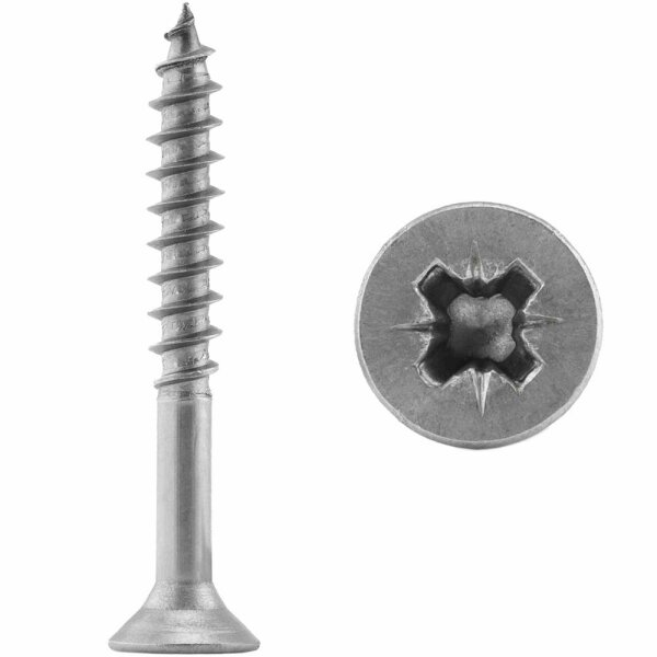 Spanplattenschrauben 4,5x40/24 Kreuzschlitz POZI (PZ) (Teilgewinde) Senkkopf Edelstahl A2