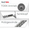 Spanplattenschrauben 6x80/60 TORX TX-25 mit Bohrspitze (Teilgewinde), Senkkopf und Innensechsrund, Edelstahl A2