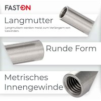 Gewindemuffen M10x40 (D=13) rund Edelstahl A2