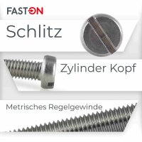Zylinderschrauben mit Schlitz DIN 84 Edelstahl A2