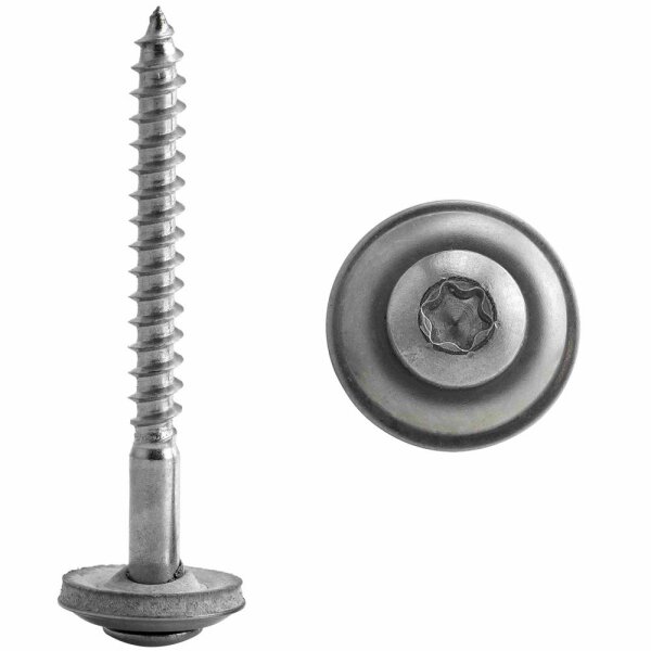 Spenglerschrauben 4,5x40 TORX TX-25 mit U-Scheibe (15mm) ähnl. DIN 7995 Edelstahl A2