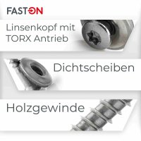 Spenglerschrauben 4,5x60 TX-25 mit U-Scheibe (15mm) ähnl. DIN 7995 Edelstahl A2