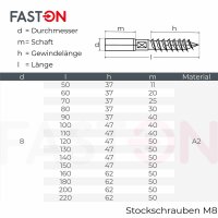 Stockschrauben 8x100 Edelstahl A2