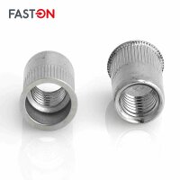 Einnietmuttern M6x14 kl. Senkkopf Rundschaft offen gerändelt Edelstahl A2