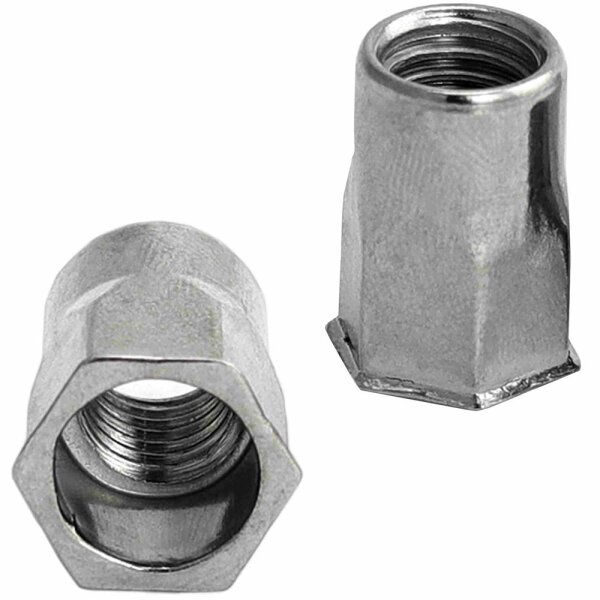 Einnietmuttern M5x14 kl. Senkkopf Teilsechskantschaft offen Edelstahl A2