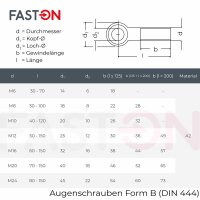 Augenschrauben M8x30 Form B DIN 444 Edelstahl A2