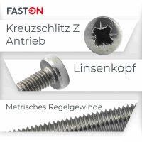 Linsenschrauben M2x3 Kreuzschlitz (PZ) DIN 7985 Edelstahl A2