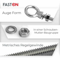 Augbolzen mit metrischem Gewinde M8x80 Edelstahl A4