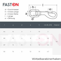 Wirbelkarabinerhaken L= 90 Edelstahl A4