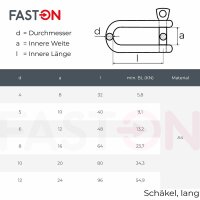 Schäkel D=10 lang ähnl. DIN 82101 Edelstahl A4