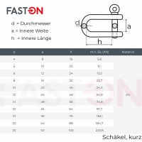 Schäkel D=6 kurz ähnl. DIN 82101 Edelstahl A4