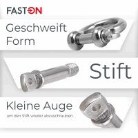 Schäkel D=16 geschweift ähnl. DIN 82101 Edelstahl A4