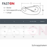 Schnapphaken L=50 Edelstahl A4