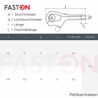 Pelikanhaken M8 Edelstahl A4