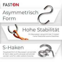 S-Haken Asymmetrisch 4 mm Edelstahl A2