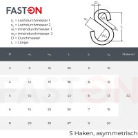 S-Haken Asymmetrisch 5 mm Edelstahl A2