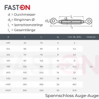 Spannschloss M12 Auge/Auge ähnl. DIN 1480 Edelstahl A4