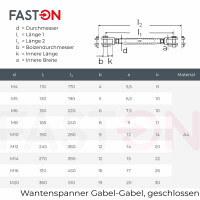 Wantenspanner M4 Gabel/Gabel geschwei&szlig;t, geschlossen, Edelstahl A4