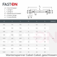 Wantenspanner M8 Gabel/Gabel geschwei&szlig;t, geschlossen, Edelstahl A4