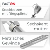 Wantenspanner D=3 M6 Gabel/Drahtseil geschwei&szlig;t, geschlossen, Edelstahl A4