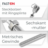 Wantenspanner D=5 M10 Gabel/Drahtseil geschwei&szlig;t, geschlossen, Edelstahl A4