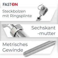 Wantenspanner D=6 M12 Gabel/Drahtseil geschwei&szlig;t, geschlossen, Edelstahl A4