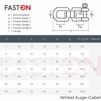 Wirbel D=6 Auge/Gabel Edelstahl A4