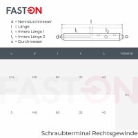 Schraubterminal D=5 M6 Rechtsgewinde Edelstahl A4