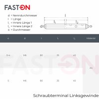 Schraubterminal D=3+4 M6 Linksgewinde, Edelstahl A4