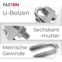 Drahtseilklemme für D=8 mm hohe Form ähnl. DIN 741 Edelstahl A4