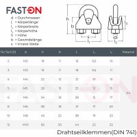 Drahtseilklemme für D=8 mm hohe Form ähnl. DIN 741 Edelstahl A4