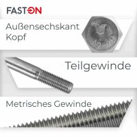 Sechskantschrauben mit Schaft DIN 931 Edelstahl A2