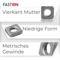 Vierkantmuttern niedrige Form DIN 562 Edelstahl A2
