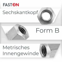 Sechskantmuttern 1,5 d hoch M6 Form B DIN 6330 Edelstahl A2